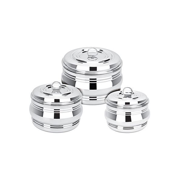 Picture of BURGER PURI DABBA 1*3 - stainless steel containers,storage set,dabba,set of 3pc -