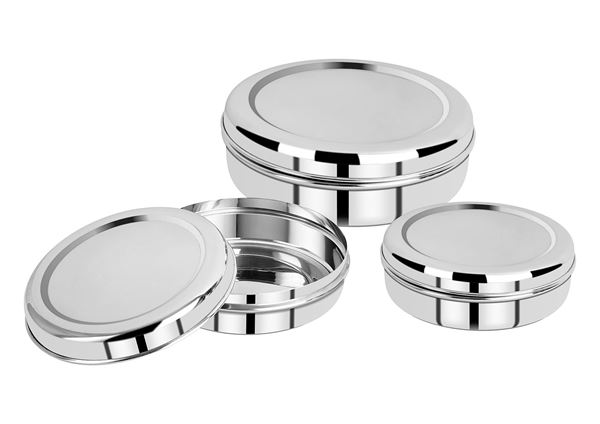 Picture of RATNA Stainless Steel Neelam Puri Dabba/storage Container, 3 Piece, Silver