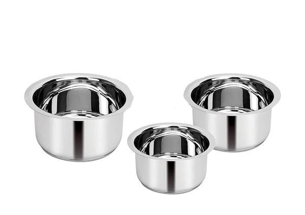 Picture of RATNA Induction Compatible Stainless Steel Sandwitch Bottom Tope, Set Of 3, Silver